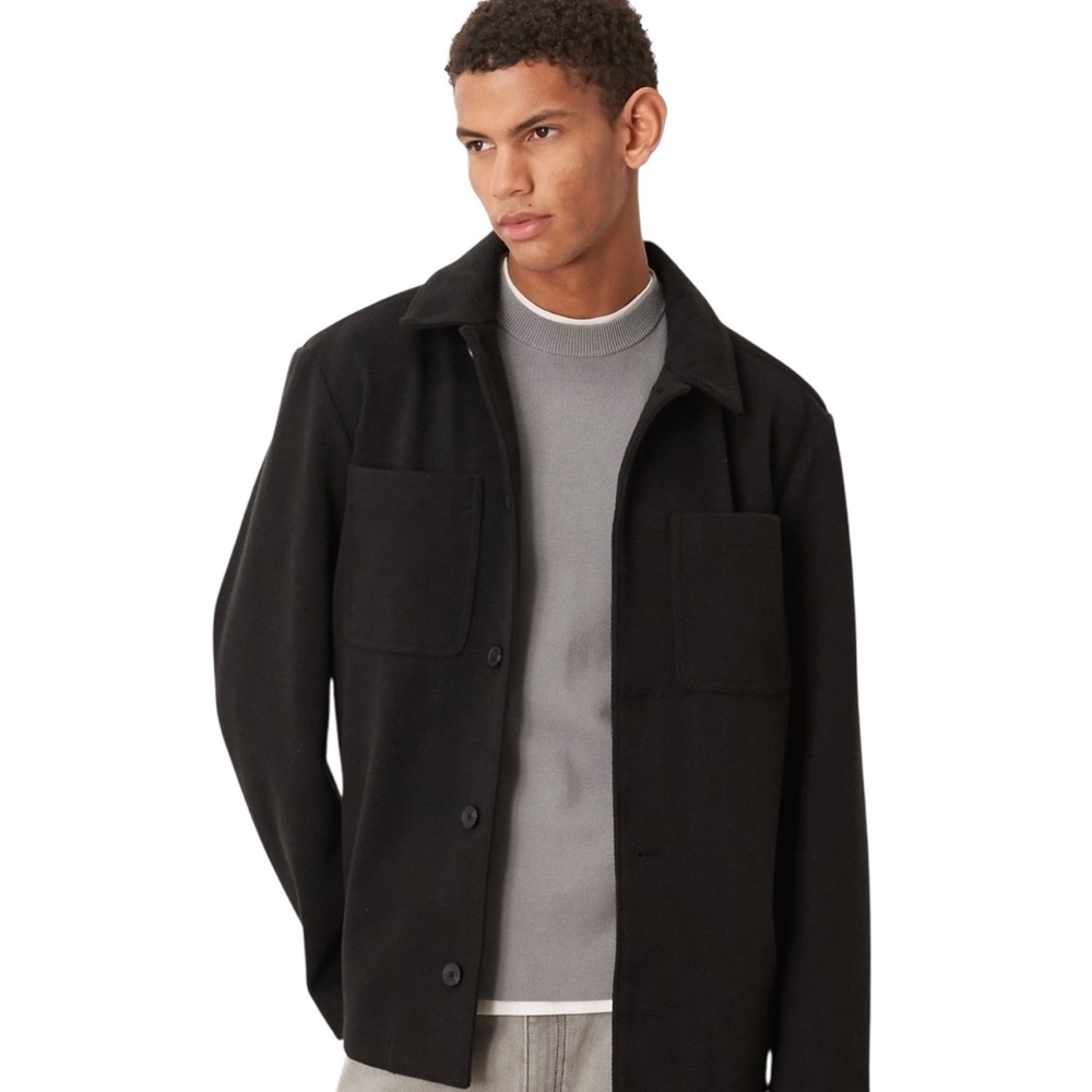 ASOS design Men's Black Shirt Jacket shacket button down chest pockets xsmall 34